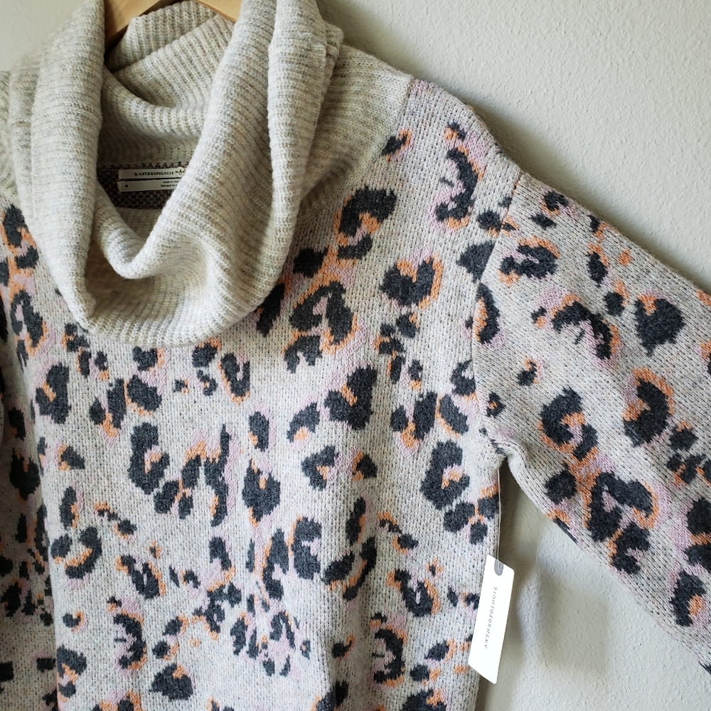 Anthropologie | Emmy Cowl Neck Leopard Print Tunic Sweater - Picture 8 of 16